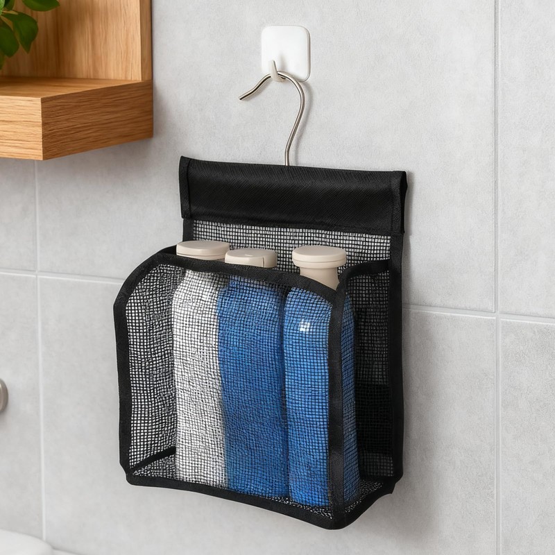 Xelsluthe MesMesh Shower Caddy Hanging Organizer With Hooks, PVC Bathroom