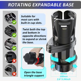 Car Cup Holder Expander Adapter, Upgraded Extender Cup Holder Organizer with Offset Adjustable Base, Versatile Car Accessories, Large Bottles and Big Drinks