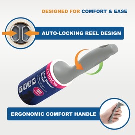 BomDa 540 Blätter Extra Klebrig Fusselrolle 6 Rollen mit je 90 Blatt + 2 Abroller- Fusselroller für Tierhaare, Katzenhaare, Hundehaare Staub & Fussel- Lint Roller für Kleidung, Sofa (540 Blätter)