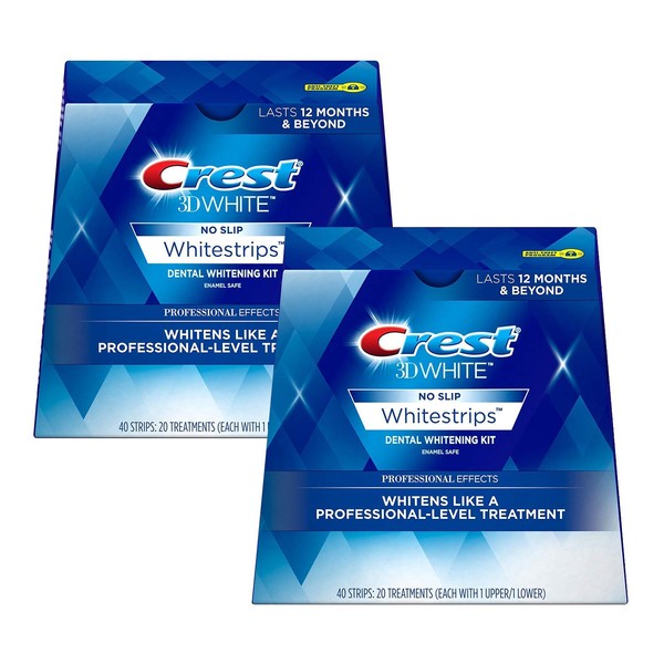 Crest 3D White Professional Effects Whitestrips Teeth Whitening Strips Kit 80 Count (Pack of 2)