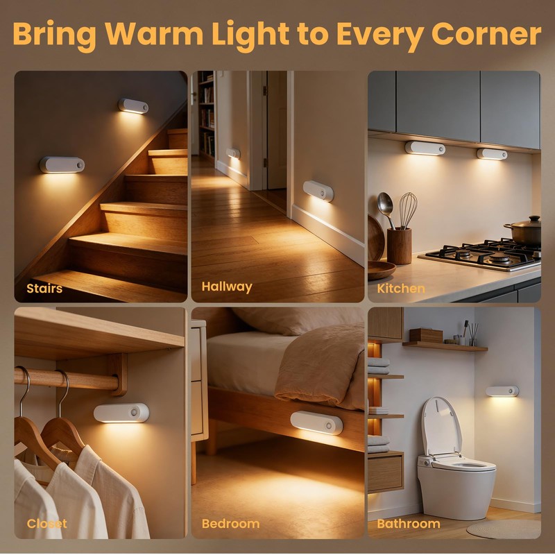Fuligent Motion Sensor Night Light, 1800mAh Rechargeable Battery Operated Step