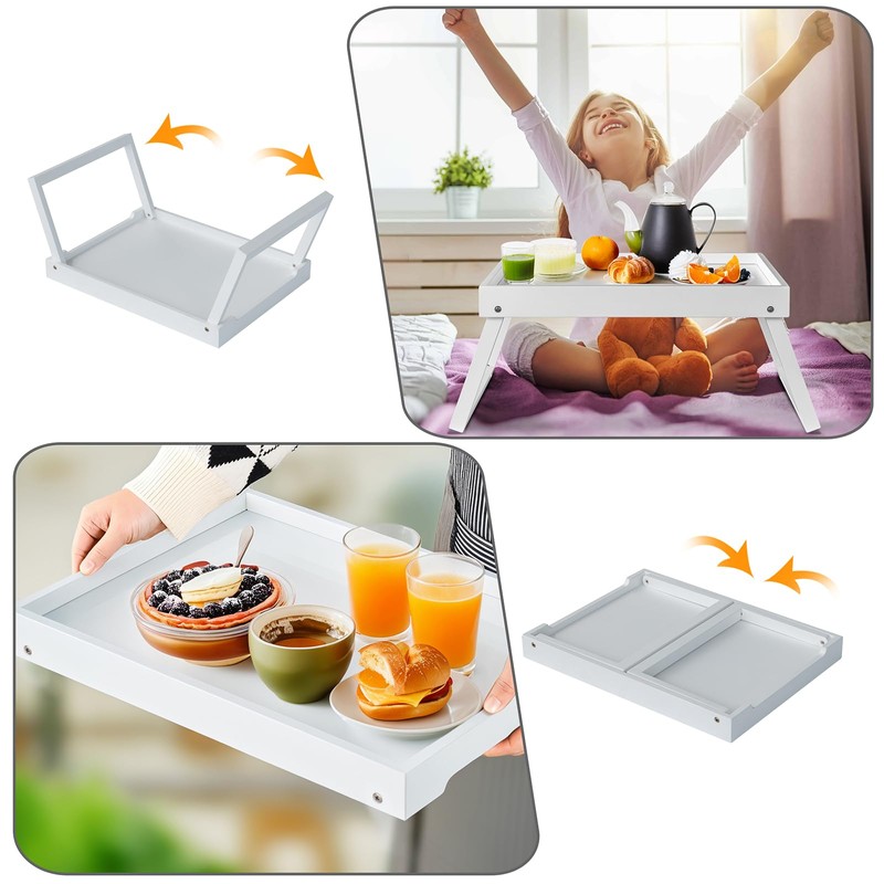 Bamboo Bed Tray Table with Folding Leg, Breakfast in Bed