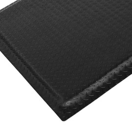 Nisorpa Anti Fatigue Mats Industrial 3' x 6' 15/16" Thick Ergonomic Standing Floor Mat Kitchen Mat for Standing Heavy Duty Commercial Diamond Plate Border Safety Support for Leg & Back Pain, Black