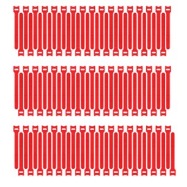 Pasow 100pcs Reusable Fastening Cable Ties Adjustable Wire Management 7 Inch (Red)