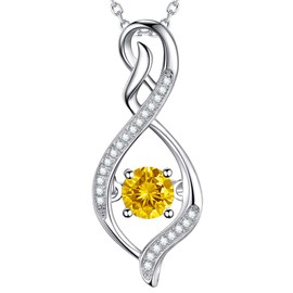 GinoMay Citrine November Birthstone Necklace for Women Birthday Gifts Mum Wife Forever Love Infinity Necklace Sterling Silver