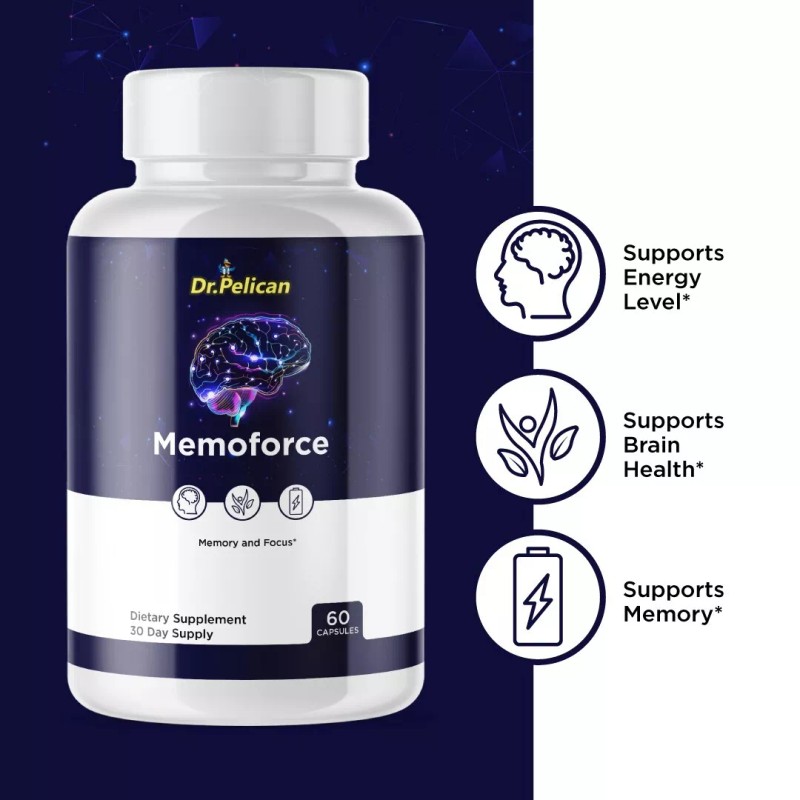 Pelican Vitamins Memoforce- Brain Support- 3 Bottles- 180 Capsules