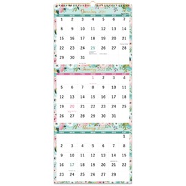 2025 Wall Calendar - 3 Month Wall Calendar Display (Folded in a Month), Jan.2025 - Dec.2025, 11.25" x 26", Wall Calendar 2025, 3 Month Calendar, 3 Month Vertical Calendar with Thick Paper - Floral