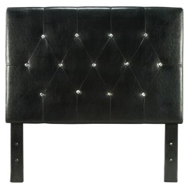 Furniture of America Kylen Faux Leather Twin Headboard in Black