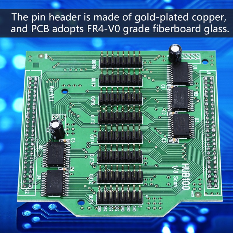 HUB100 8 Outputs PCB Adapter Board Gold plated Copper Pin
