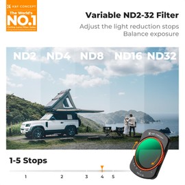 K&F CONCEPT Variable ND2-32 Filter Compatible with DJI Osmo Pocket 3, K-Series Magnetic 1-5 Limited Stops Adjustable ND Filter, Action Camera Accessories, Multi-Coated HD Optical Glass