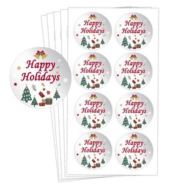 Happy Holiday Stickers,1.5 Inch Envelope Seal Decals Christmas Envelope Sticker Round Xmas Label Greeting Card Decor Holiday Stickers for Christmas Holiday,500 Pcs