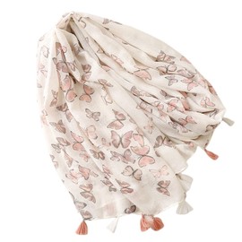 FAIRYGATE Animal Print Scarf Butterfly Pattern Soft Sheer Scarfs for Women and Girl Ladies Scarves Lightweight Fashion Elegent Long Skin Friendly Shawl Wrap Shawl Shawls for Weddings 34236