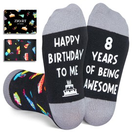 Zmart 8th Birthday Gifts for Boys - Socks for Boys Girls Age 8, Presents for 8 Year Olds, 8 Year Old Boy Gift Ideas, Black