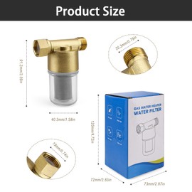 MYLERCT 1/2 Water Filter for Tap, Water Filters Limescale Filter, Stainless Steel Element, Effective Impurity Filtration, Suitable for Showers, Faucets, Washing Machines