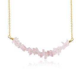 Gemsplace Natural Rose Quartz Chips Bar Necklace, Energy Healing Crystal, Birthday, Gift for Her, Gemstone Jewelry 18 Inch AA+ Quality (Rose Quartz)