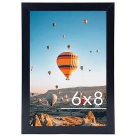 JCJMY 6x8 Picture Frame Black for Wall Hanging or Tabletop, Wall Mounting Horizontally or Vertically, 6 x 8 Wall Gallery Poster Photo Frame with Shatter Resistant Plexiglass, Black