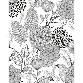 MelunMer Black and White Peel and Stick Wallpaper for Bathroom Boho Vintage Floral Leaf Contact Paper for Cabinets and Drawers Laundry Room Wallpaper Stick and Peel, Removable, Waterproof 17.3"×393"