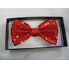 Adjustable 12cm red sequin bow tie in neat display box.