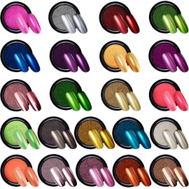 Duufin 22 Colors Nail Chrome Powder Metallic for Mirror color 2