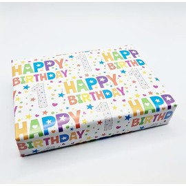 Party Angels 2 Sheets 1st Birthday Boy Girl Unisex Multi Coloured Wrapping Paper Age 1 Cute Fun Attractive Birthday Giftwrap Male Female (PA)