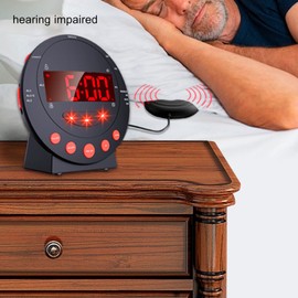 Vibrating Alarm Clock with Bed Shaker, 113 Db Alarm Clock for Heavy Sleepers Deaf Hearing Impaired, Digital Clock with Red Alarm Light, Large LED Display, for Adults Kids
