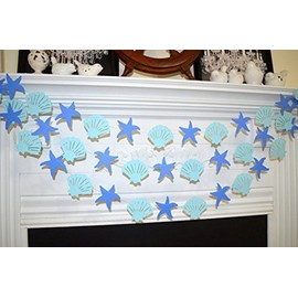 Seashell and starfish nautical wedding garland, nautical birthday decor, wedding garlands nautical shower baby shower, starfish decorations