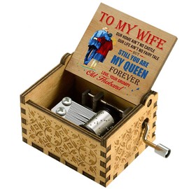 Music Box Gift for Wife - Valentine Anniversary Christmas Birthday Gift to Wife Women from Husband Hand Crank Musical Box Play You are My Sunshine