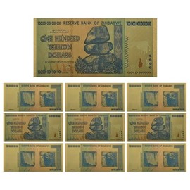 YIQILAFADA 10 Pcs Zimbabwe Dollar Bills, Commemorative Banknotes Antique 100 Trillion Zimbabwe Commemorative Banknotes Home Decoration