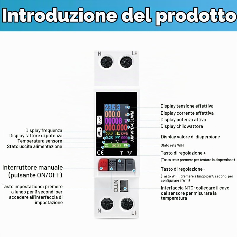 Contatore energia elettrica wifi misuratore di consumo elettrico tuya smart