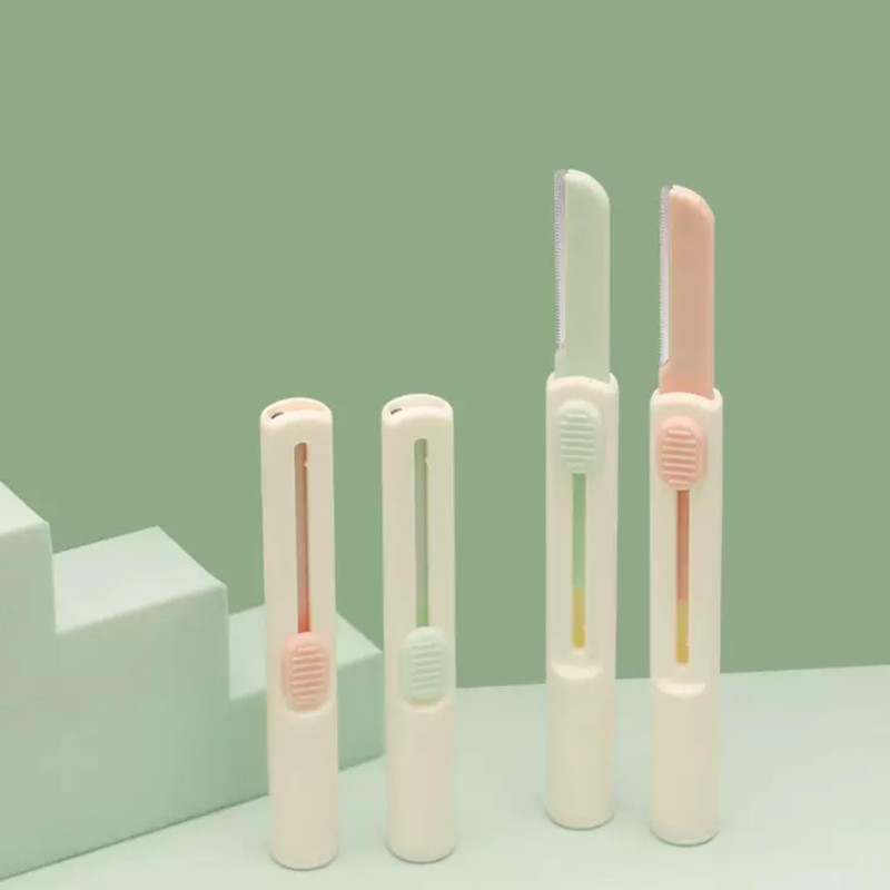 眉用カミソリ2本セット 眉毛剃り 顔剃り用 収納式 敏感肌 ムダ毛処理 携帯用 プチギフト 男女兼用