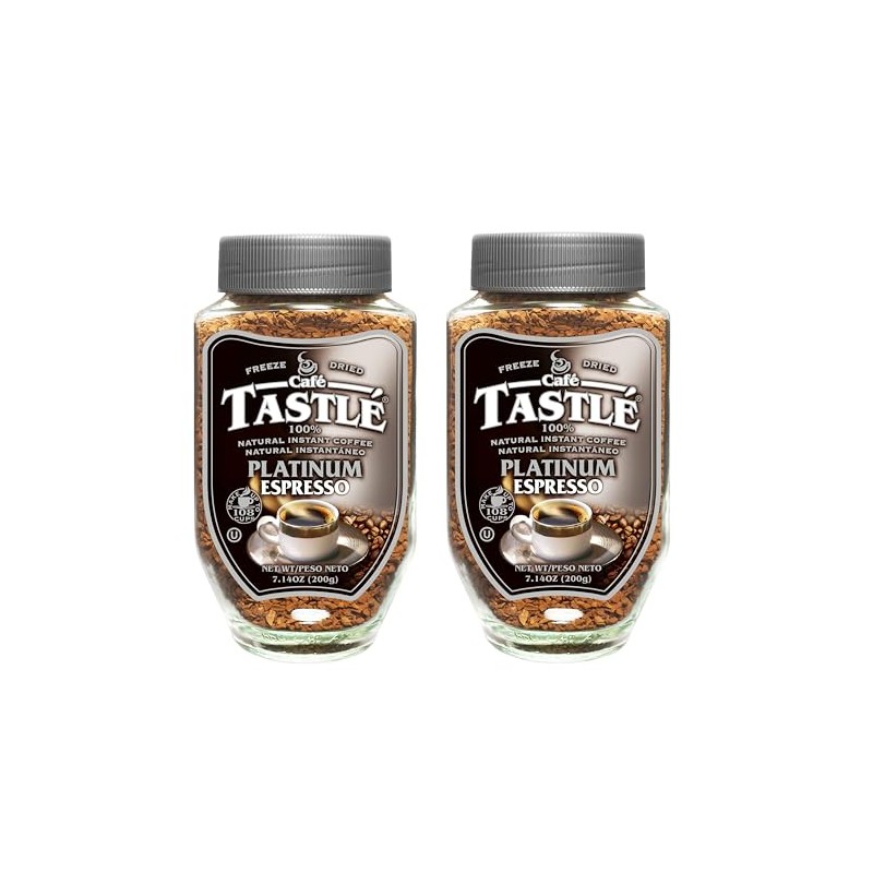 Cafe Tastle Platinum Espresso Freeze Dried Instant Coffee, 2 jars