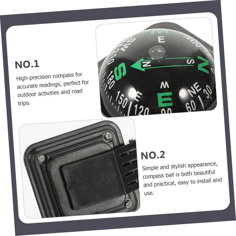 Kichvoe Car Compass Ball Dash Mount Compass for Vehicles Durable