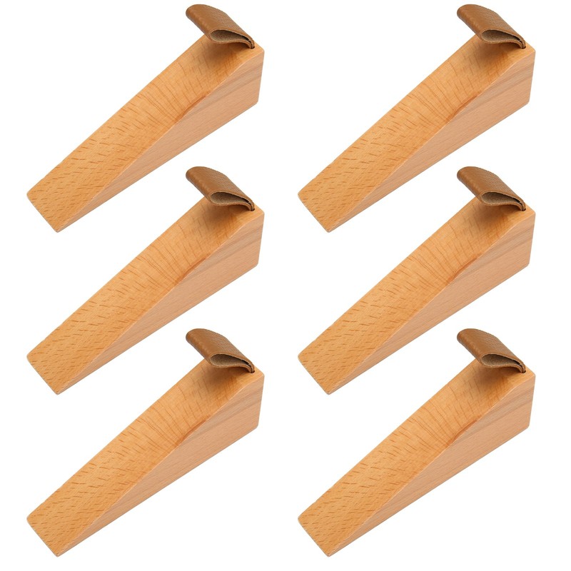 6pcs Door Stopper Wedge Polished Glossy Compact Wooden Firefighter Door