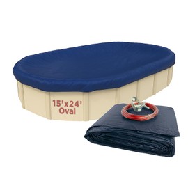 Buffalo Blizzard Deluxe 15 ft x 24 ft Oval Winter Pool Cover | Blue/Black | for Closing Above Ground Swimming Pools | Easy to Install | Heavy Duty, Cold & UV Resistant | Shields from Seasonal Debris