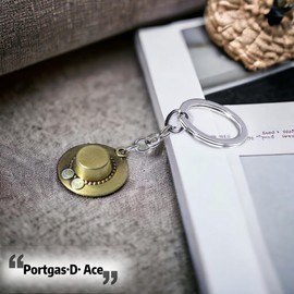 One Piece Anime ACE Hat Keychain, One Piece Keychain Hat Keychain Merch for Fans (Blue Ace Hat)