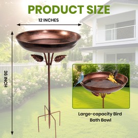 Gatnetly 2 Pack Metal Bird Bath for Outside, Vintage Freestanding Birdbaths & Birdfeeder, Bird Baths Feeder Bowl for Outdoors Garden Patio Yard Lawn Decor