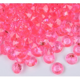 Gintoaria 1000pcs/ Pack Wedding Table Acrylic Diamond Scatter Crystals Confetti Acrylic Gems Vase Fillers Rhinestones for Wedding, Bridal Shower, Vase Beads Decorations (10mm, Deep Pink)
