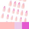 Medium Almond Press on Nails Flower False Nails with Purple