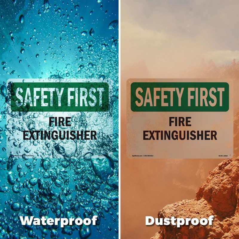 Fire Extinguisher OSHA SAFETY FIRST Rigid Plastic Sign 24 Inch