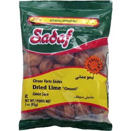 Sadaf Dried Lime - Limoo Omani - Whole Dried Limes for Cooking and Food Flavoring - Persian Limes - Middle Eastern Cuisine - Kosher - 3 Oz Resealable Bag