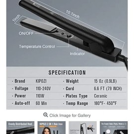 Kipozi brand new KIPOZI Mini Hair Straightener Ceramic Flat Iron Salon 450F Black