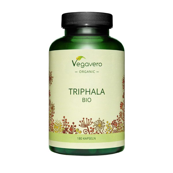 Organic Triphala Vegavero® | 180 Vegan Capsules | 1300mg Pure Triphala Churna Powder | Ayurvedic Herbs Mix: Amalaki + Haritaki + Bibhitaki | NO Additives | Lab-Tested