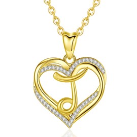 INFUSEU J Initial Necklaces for Women Gold Letter J Pendant Heart Jewelry Small Monogram Alphabet Charms Cute Capital Gifts for Her Teen Trendy Stuff Girlfriend Mom
