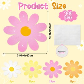 Daisy Flower Paper Cutouts-100Pcs Glitter Daisy Flower Cutouts Decorations DIY Paper Cuts Party Decor for Bulletin Board Boho Groovy Retro Themed Birthday Baby Shower Party Wall Decorations Favor