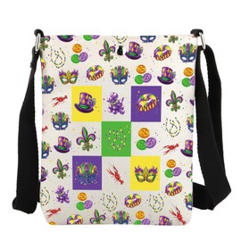 JYTAPP Holiday Party Celebration Bow Crossbody Bag Carnival Party Purse Fat Tuesday Bag Beaded Purple Green Carnival Gift (beige)