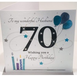 Large Happy 70th Birthday Card for Husband - 8.25 x 8.25 Inches