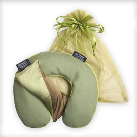 TARA Spa Therapy Herbal-Ease Aromatherapy Pillow Gift Bag Set, Neck + Silk Eye Pillow, Green Olive