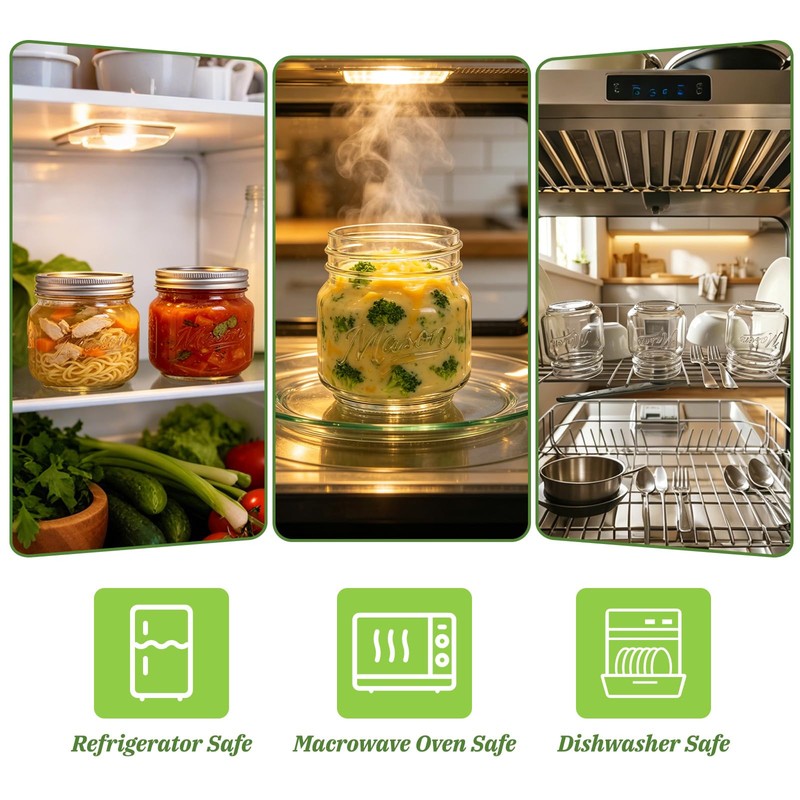 BIGIVACA 8 oz Mason Jars with Lids, 24 Pack Half