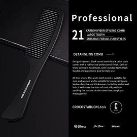 Peine desenredante grande con mango profesional, fibra de carbono, corte, peluquería, peinado, diente redondo, peluquería, peluquería, peine de viaje 