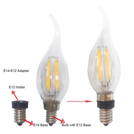 E-Simpo 6pcs E14 to E12 Lamp Base Adapter, EU Small Edison Screw (E14) to North America Chandelier Screw (E12) Socket Reducer,E14 a E12 Candelabra Lampholder Converter